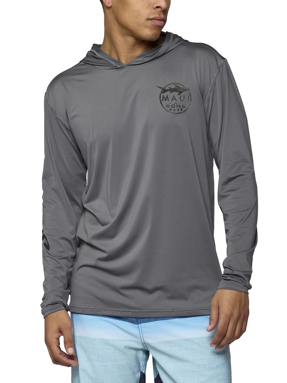 Maui and Sons- Hooded Sun Shirt - Charcoal- UNISEX